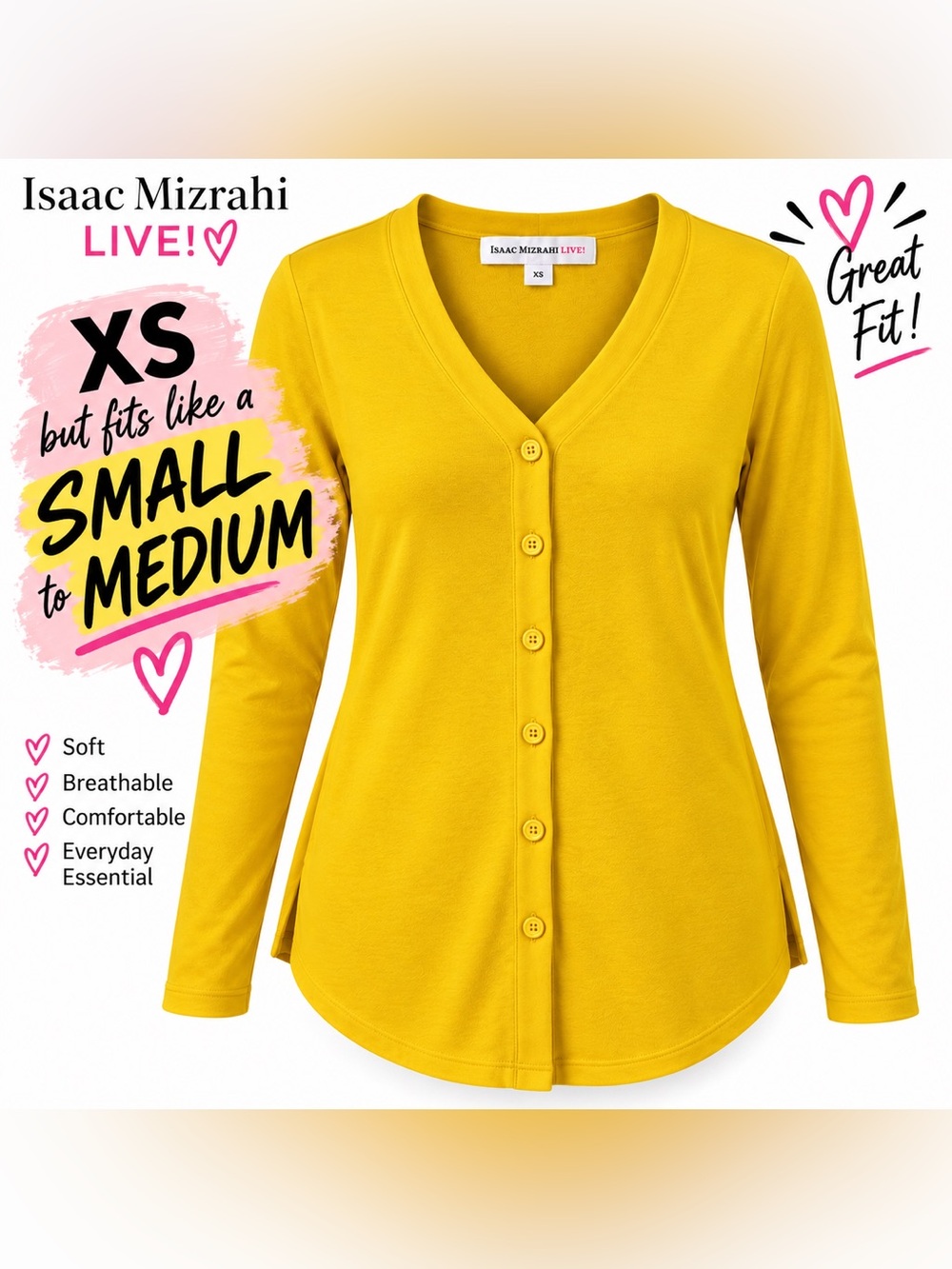NWOT- Isaac Mizrahi Live Regular Essentials Pima Cotton Cardigan-NWOT
